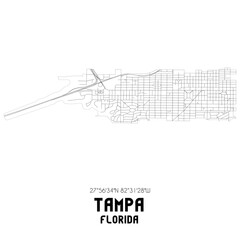 Tampa Florida. US street map with black and white lines.