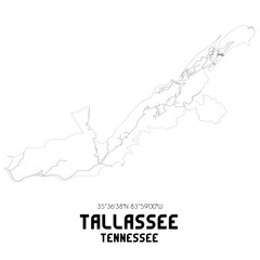 Tallassee Tennessee. US street map with black and white lines.