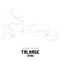 Obraz premium Talmage Utah. US street map with black and white lines.