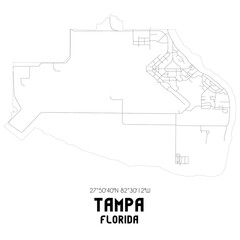Tampa Florida. US street map with black and white lines.