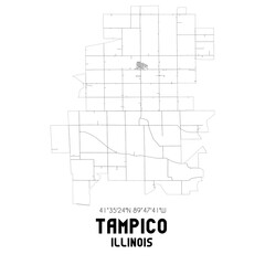 Tampico Illinois. US street map with black and white lines.