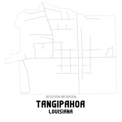 Tangipahoa Louisiana. US street map with black and white lines.