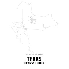 Tarrs Pennsylvania. US street map with black and white lines.