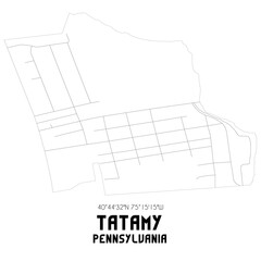 Tatamy Pennsylvania. US street map with black and white lines.
