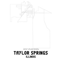 Taylor Springs Illinois. US street map with black and white lines.