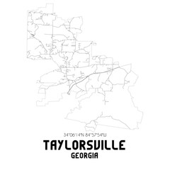 Fototapeta na wymiar Taylorsville Georgia. US street map with black and white lines.