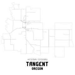 Tangent Oregon. US street map with black and white lines.