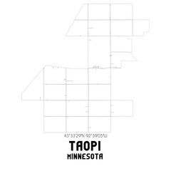 Taopi Minnesota. US street map with black and white lines.