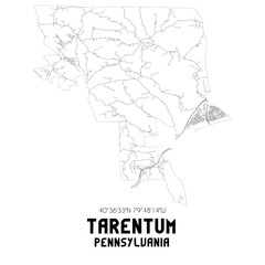 Tarentum Pennsylvania. US street map with black and white lines.