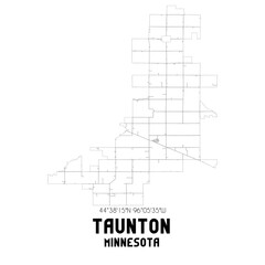 Taunton Minnesota. US street map with black and white lines.