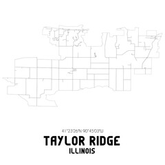 Taylor Ridge Illinois. US street map with black and white lines.
