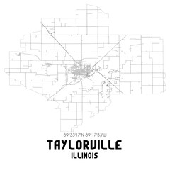 Taylorville Illinois. US street map with black and white lines.