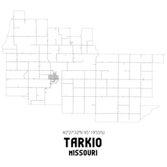 Tarkio Missouri. US street map with black and white lines.