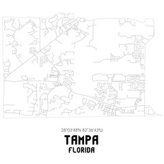 Tampa Florida. US street map with black and white lines.