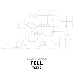 Tell Texas. US street map with black and white lines.