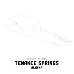 Tenakee Springs Alaska. US street map with black and white lines.