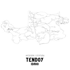 Fototapeta na wymiar Tendoy Idaho. US street map with black and white lines.