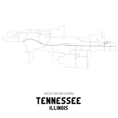 Tennessee Illinois. US street map with black and white lines.