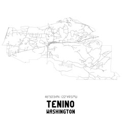 Tenino Washington. US street map with black and white lines.