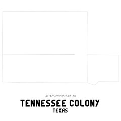 Tennessee Colony Texas. US street map with black and white lines.