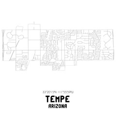 Tempe Arizona. US street map with black and white lines.