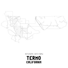 Termo California. US street map with black and white lines.