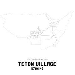 Teton Village Wyoming. US street map with black and white lines.