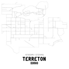 Terreton Idaho. US street map with black and white lines.
