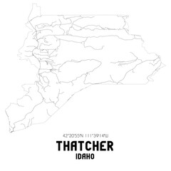 Thatcher Idaho. US street map with black and white lines.
