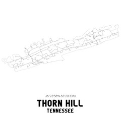 Thorn Hill Tennessee. US street map with black and white lines.