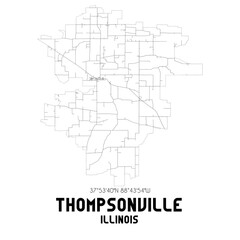 Thompsonville Illinois. US street map with black and white lines.