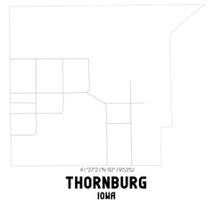 Thornburg Iowa. US street map with black and white lines.