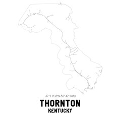 Thornton Kentucky. US street map with black and white lines.