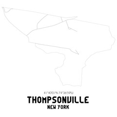 Thompsonville New York. US street map with black and white lines.