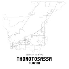 Thonotosassa Florida. US street map with black and white lines.