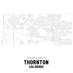 Thornton Colorado. US street map with black and white lines.