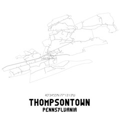 Thompsontown Pennsylvania. US street map with black and white lines.