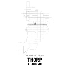 Thorp Wisconsin. US street map with black and white lines.