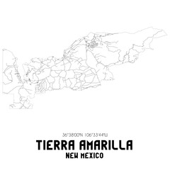 Tierra Amarilla New Mexico. US street map with black and white lines.