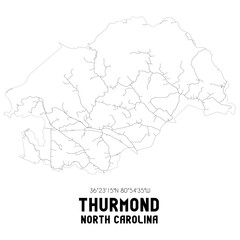 Thurmond North Carolina. US street map with black and white lines.