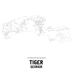 Tiger Georgia. US street map with black and white lines.