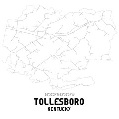 Tollesboro Kentucky. US street map with black and white lines.