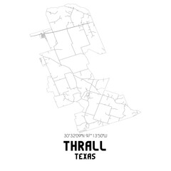 Thrall Texas. US street map with black and white lines.