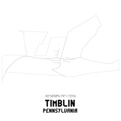 Timblin Pennsylvania. US street map with black and white lines.