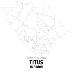 Titus Alabama. US street map with black and white lines.