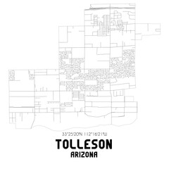 Tolleson Arizona. US street map with black and white lines.