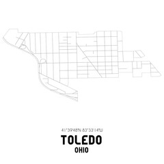 Toledo Ohio. US street map with black and white lines.