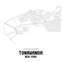 Tonawanda New York. US street map with black and white lines.