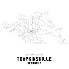 Tompkinsville Kentucky. US street map with black and white lines.