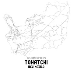 Tohatchi New Mexico. US street map with black and white lines.